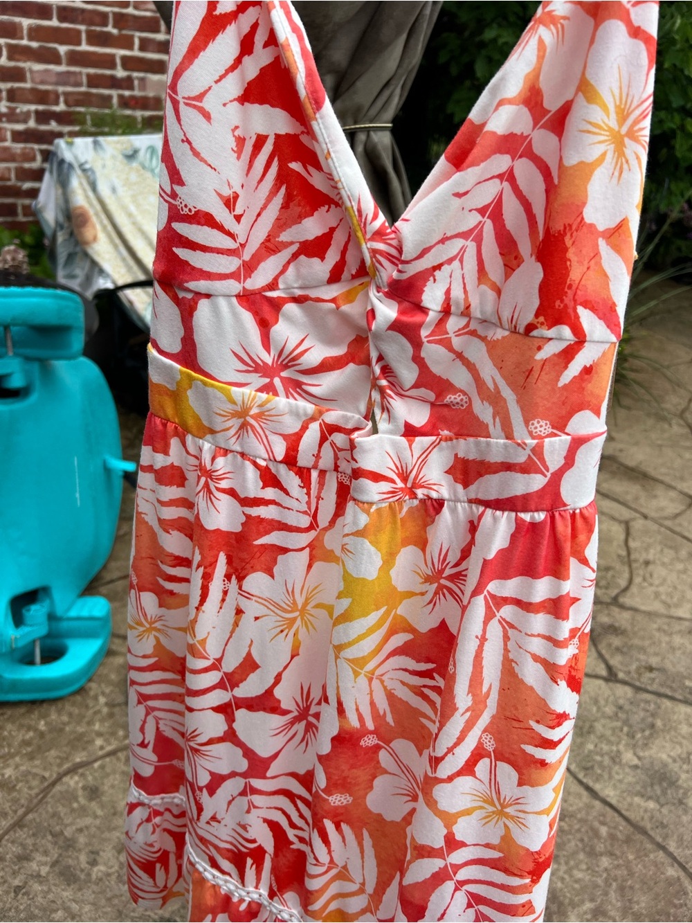 Women’s ' Floral Summer One-Piece Swimsuit - Coral & White